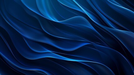 Obraz premium Abstract dark blue background with wavy lines and smooth curves.