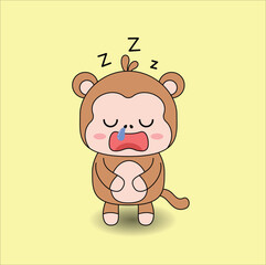 cute monkey vector design illustration line art. Suitable for t-shirt, sticker, mascot, mug, etc. Eps 10