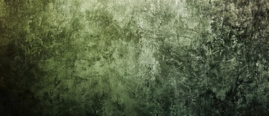 Fototapeta premium Green grunge wall with stains and cracks, aged vintage look. Rough concrete texture adds distressed feel, dark and light shades for depth. Versatile backdrop for creative projects