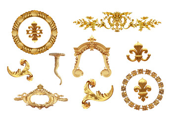  gold detail isolated on white background Versailles France.