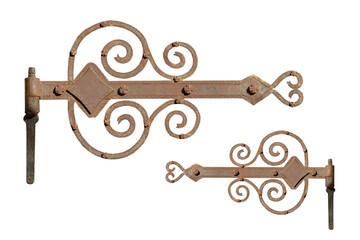 old metal door hinge isolated on white background