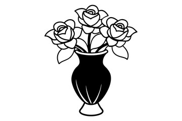 rose outline vector silhouette illustration