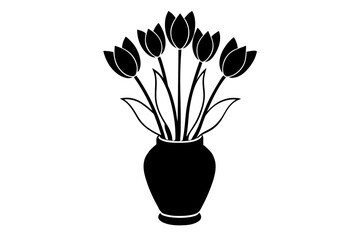 tulip outline vector silhouette illustration