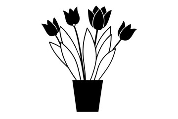 tulip outline vector silhouette illustration