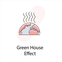 Greenhouse Effect Icon - Climate Change, Global Warming, and Environmental Impact Illustration.