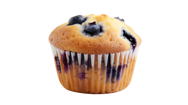 blueberry muffin isolated on white
