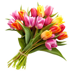 Naklejka premium A close-up shot of a wedding bouquet made of fresh tulips isolated on transparent png background