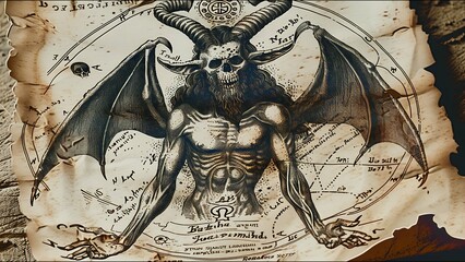 Ancient Scroll Unholy Scripture Demonic Depiction Dark Magick Satanic Temple