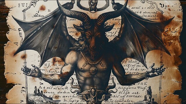 Ancient Scroll Unholy Scripture Demonic Depiction Dark Magick Satanic Temple