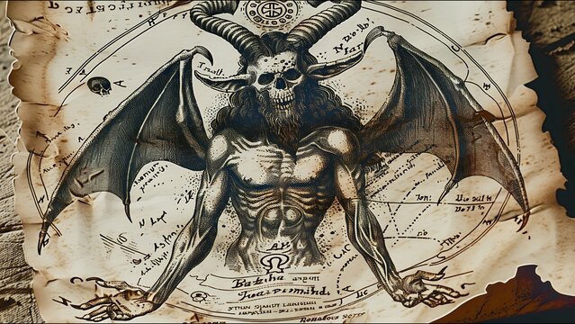Ancient Scroll Unholy Scripture Demonic Depiction Dark Magick Satanic Temple