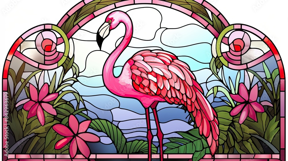 Sticker pink flamingo bird