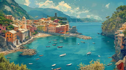 Fototapeta premium Vintage travel posters of famous destinations.