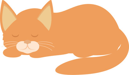 Fototapeta premium Adorable ginger cat napping serenely, curled up in a ball
