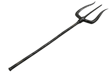 Naklejka premium A high-quality image of a black trident with three sharp prongs, perfect for themes related to mythology, fantasy, or weaponry.