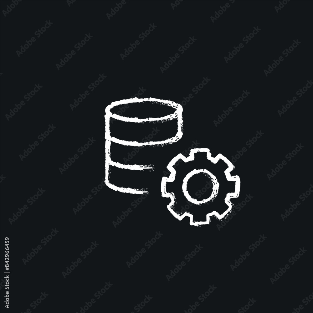 Aufkleber configuring the database chalk icon. line customizable illustration. contour symbol. vector isolated