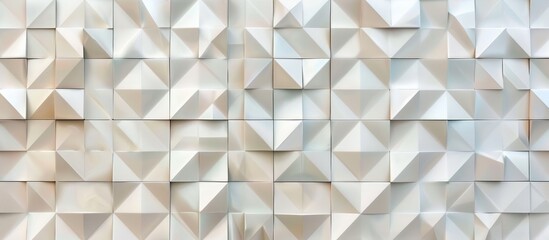 Abstract geometric mosaic texture of white or cream ceramic wall and floor tiles for bedroom decoration. Seamless and simple pattern for advertising background banner.