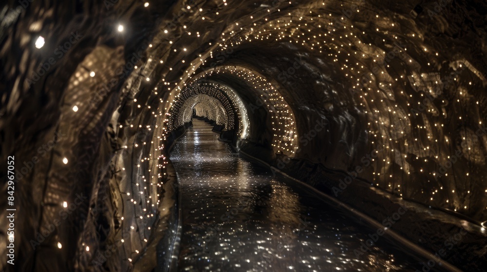 Poster a maze of winding tunnels each one adorned with s of delicate cave pearls glimmering in the dim ligh