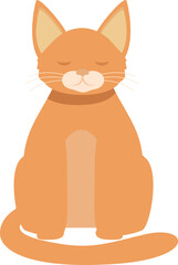 Fototapeta premium Cartoon style illustration of a ginger tabby cat sitting with its eyes closed, looking calm and relaxed