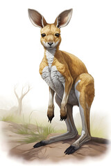 Fototapeta premium vintage style illustrated kangaroo, wild live illustrated kangaroo