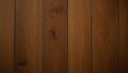 Naklejka premium Close-up view of vertical wooden planks with a natural grain pattern, showcasing a warm brown hue