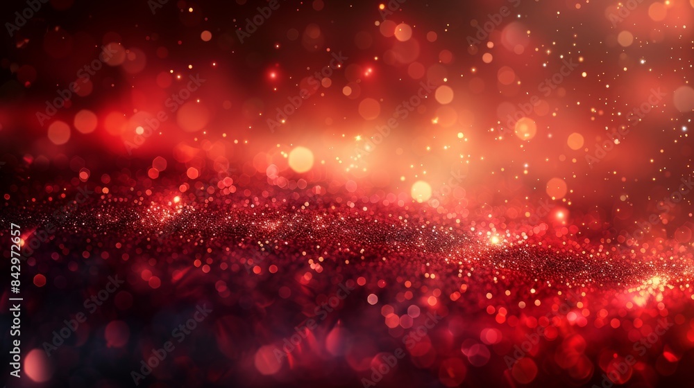 Poster a vibrant abstract background with shimmering red bokeh lights for a festive mood