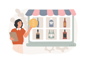 Alcohol E-commerce isolated concept vector illustration.