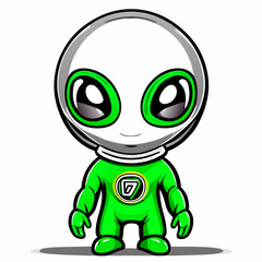 Obraz premium Vector Illustration: Front Facing Alien Mascot Design for Sublimation Printing