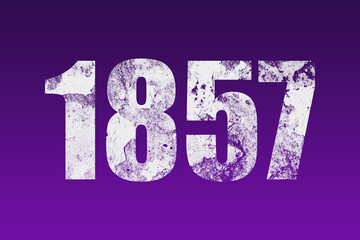 flat white grunge number of 1857 on purple background.	