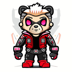 "Elegant Cyberpunk Character Vector Tailored for Creative Work: Front-View Illustration"