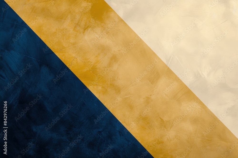 Poster abstract background showing a diagonal gold stripe separating navy blue and cream colors, textured b
