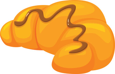 Croissant with chocolate syrup drizzled on top, perfect for breakfast or a snack