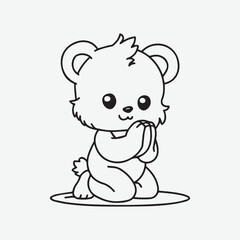 vector illustration of cute cartoon bear