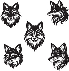 Minimalist Vector Illustrations of an Angry Fox Head for Eye-Catching Logos and Branding