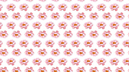 Seamless delicate floral pattern with pink peony flowers on white background