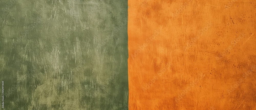 Aufkleber background image showing a green and orange wall divided vertically, each side with a different text