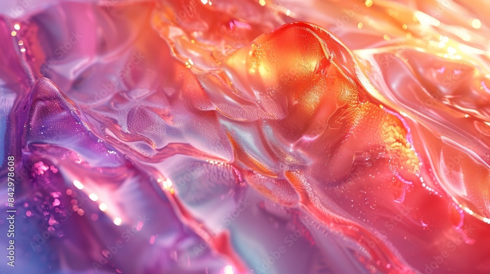 Poster abstract macro shot of a molten-like texture with swirling colors of pinks and oranges