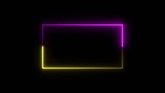 abstract neon shine round,circell icon animation with black background .