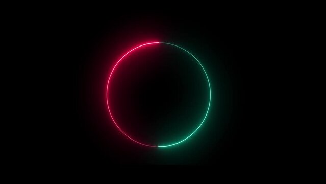 abstract neon shine round,circell icon animation with black background .