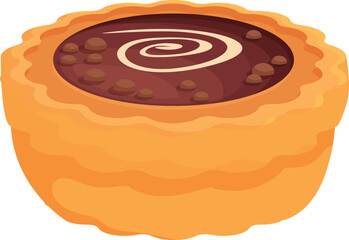 Chocolate pie with cream filling isolated on white background, delicious dessert for coffee break or family dinner