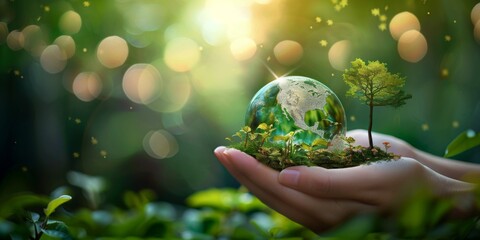 Card design for World Earth Day with ecology and clean planet theme