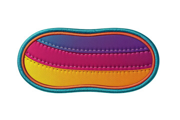 Fototapeta premium Colorful and abstract padded object with vibrant hues of pink, purple, orange, and yellow. Perfect for design, decoration, and crafts.