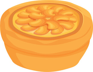 Round cake decorated with cashew nuts is ready, the smell of baking filling the air