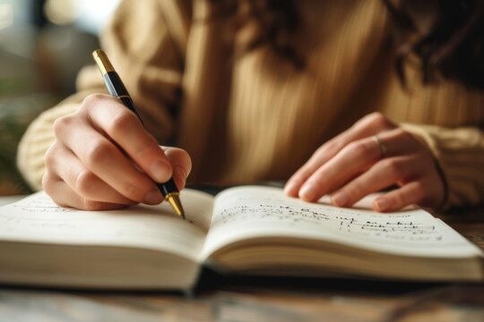 A person recording their reflections and innermost feelings with the assistance for mental health clarity