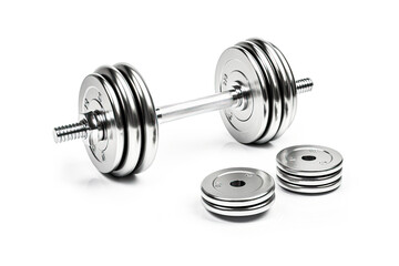 Naklejka premium A pair of dumbbells with a silver bar and two silver plates on either side