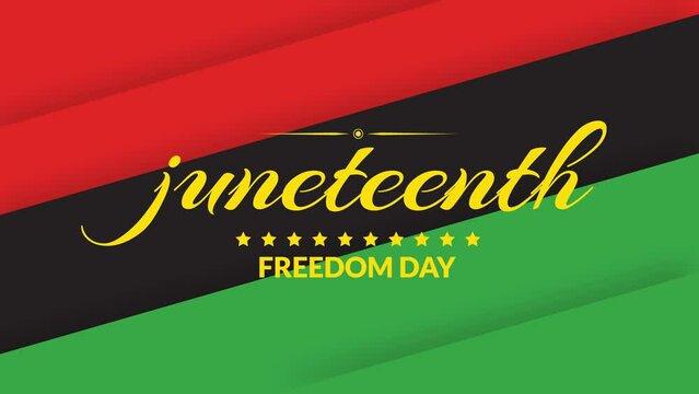 Juneteenth Freedom Day Text On Colorful Waving Background, Juneteenth Freedom Day motion graphics video for Freedom Day or Emancipation Day Celebration.