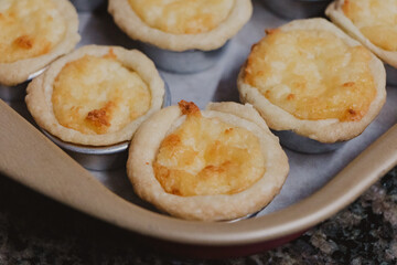close up of baked cheese quiche