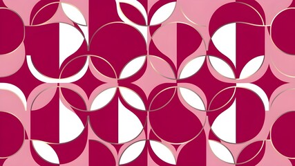 Luxurious Abstract Pattern with Pink Circles and Gold Border