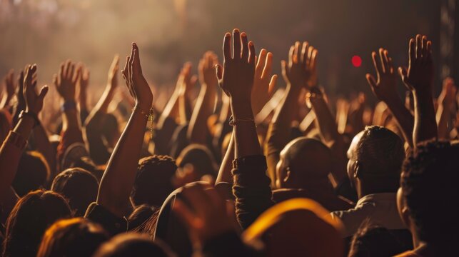 Special worship moment with raised hands for Church Conference promotion