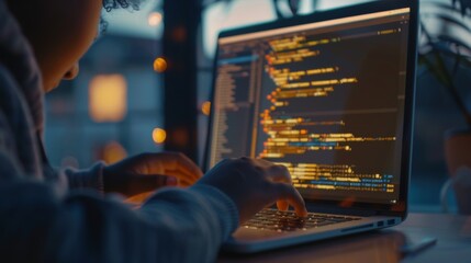 Child's fingers busy on the keyboard, engaged in coding activity