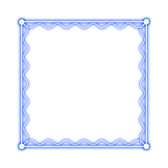 Fototapeta premium blue square frame wave and neon light